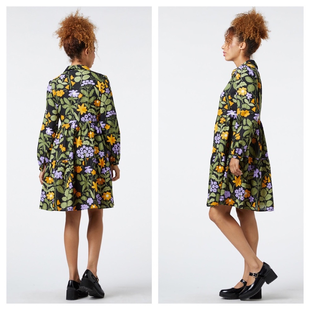 SOLD♏️ModCloth Princess Highway Luella Button Down Long Sleeve Floral TierDress - Picture 14 of 14